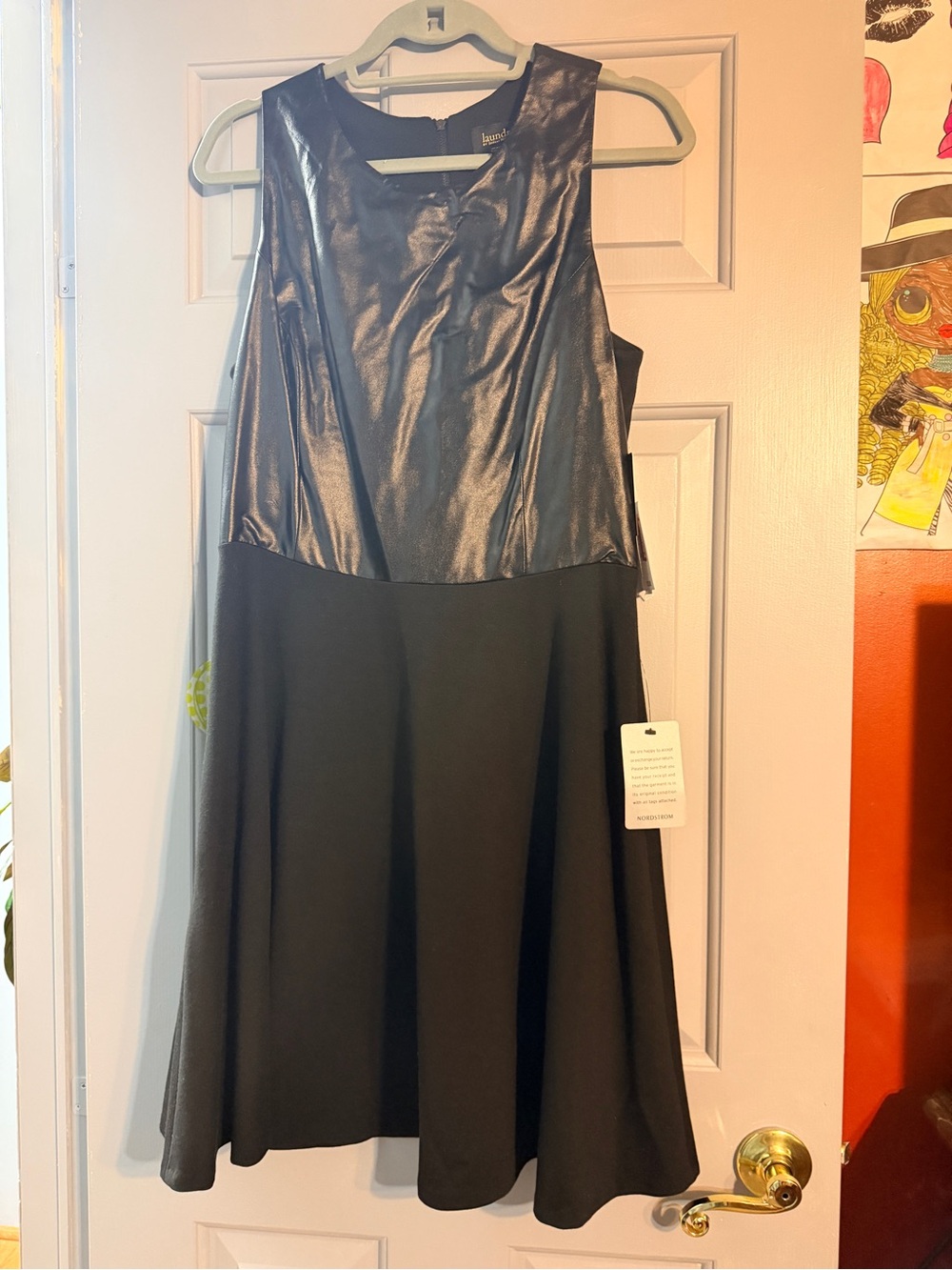 Nordstrom Black Sleeveless A-Line Dress with Shiny Bodice
